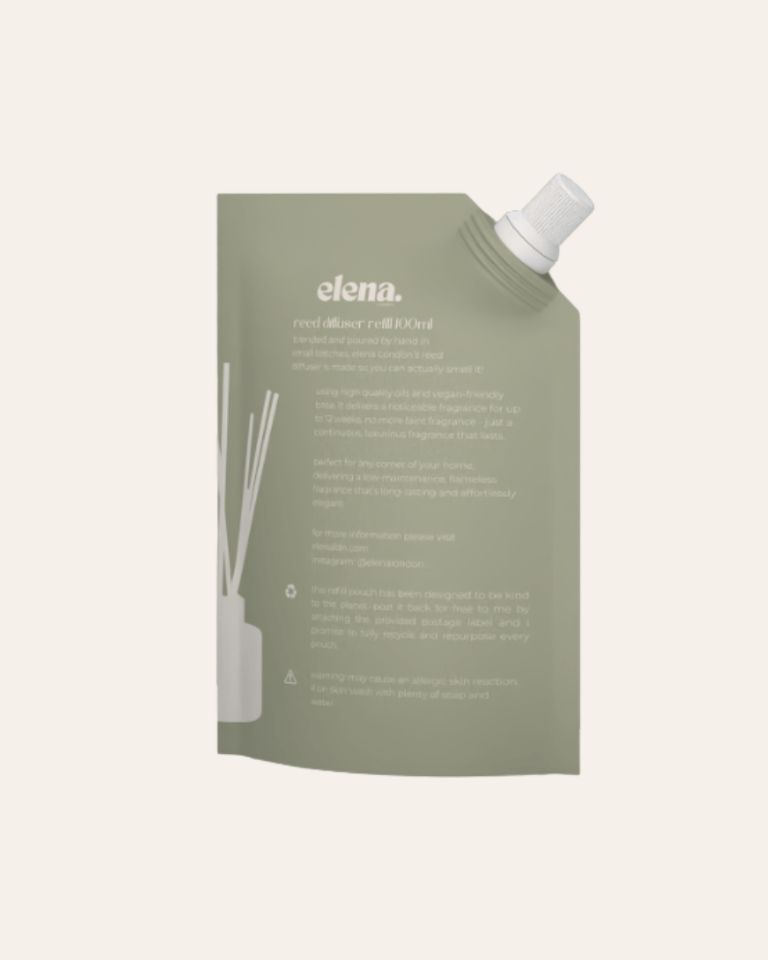 elena london reed diffuser refill pouch back view