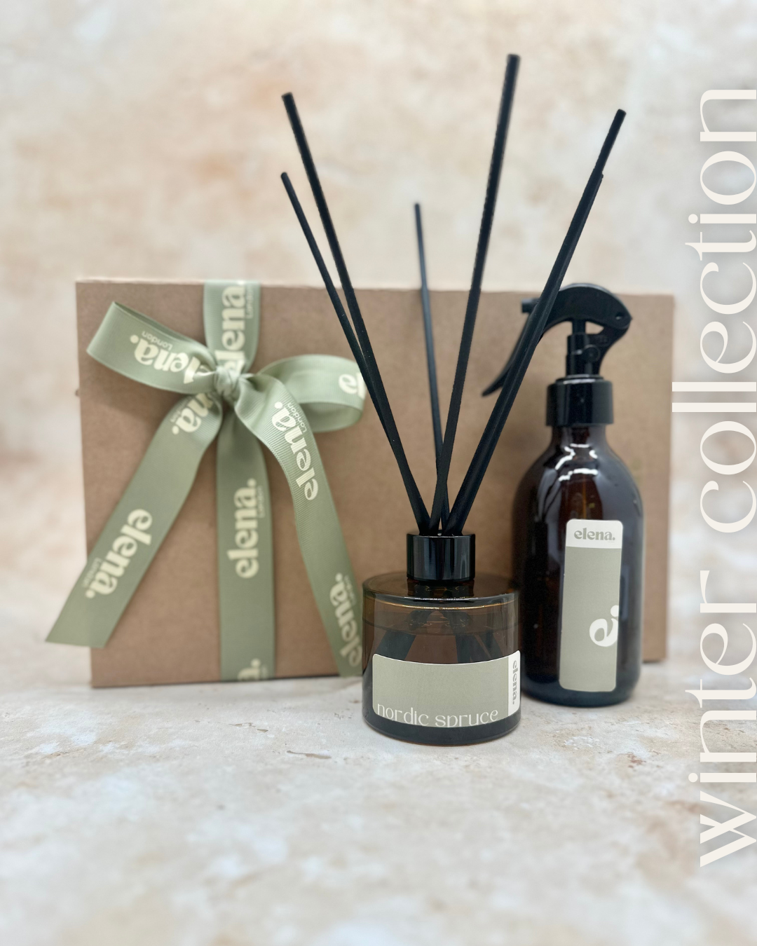 winter collection reed diffuser 100ml & the room + linen spray 250ml