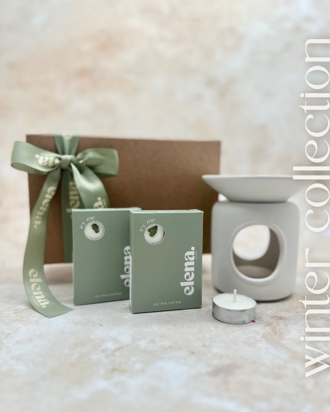 winter collection ceramic sleek burner + 2 soy melt bars