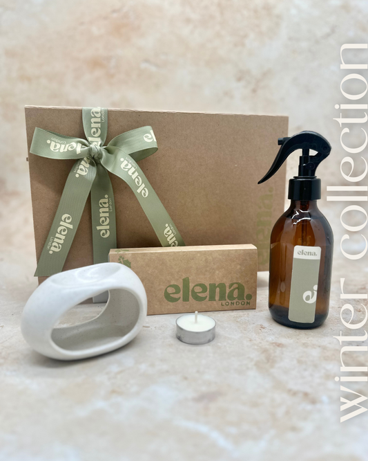 ceramic oval burner + the winter discovery box + the room + linen spray 250ml